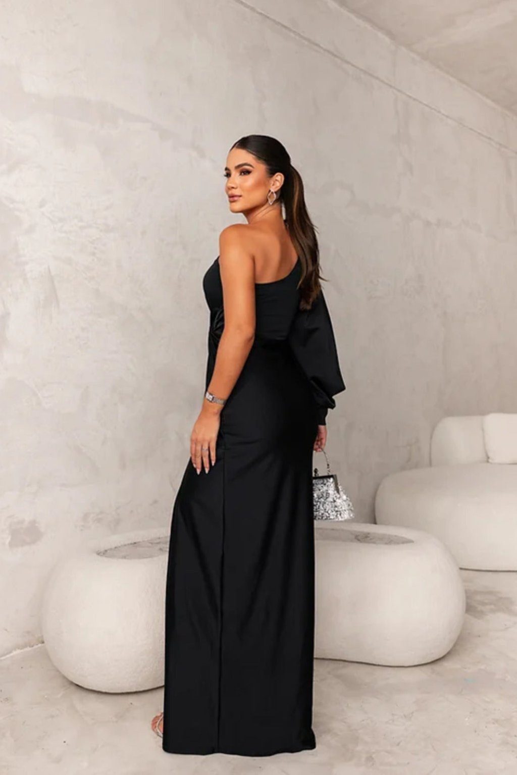 Valeria™ — Satijnen One-Shoulder Jurk