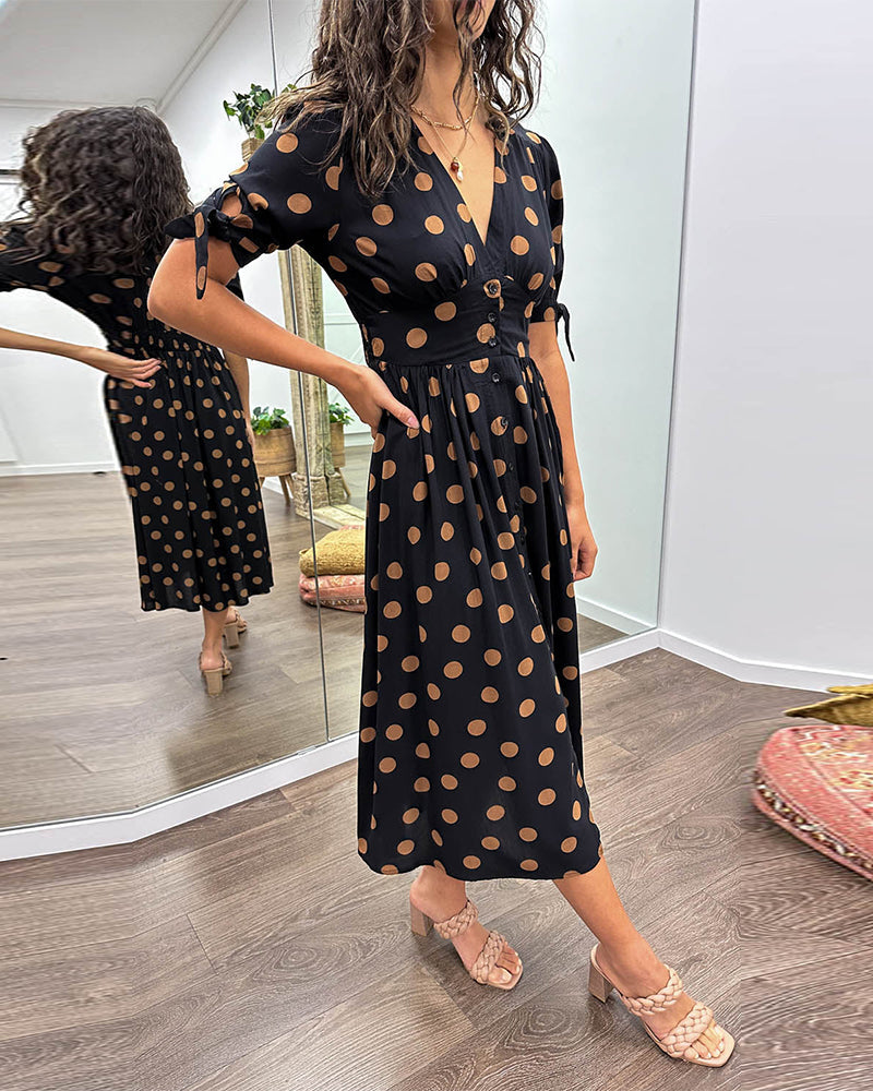 Carmen™ — Polkadot jurk met V-hals