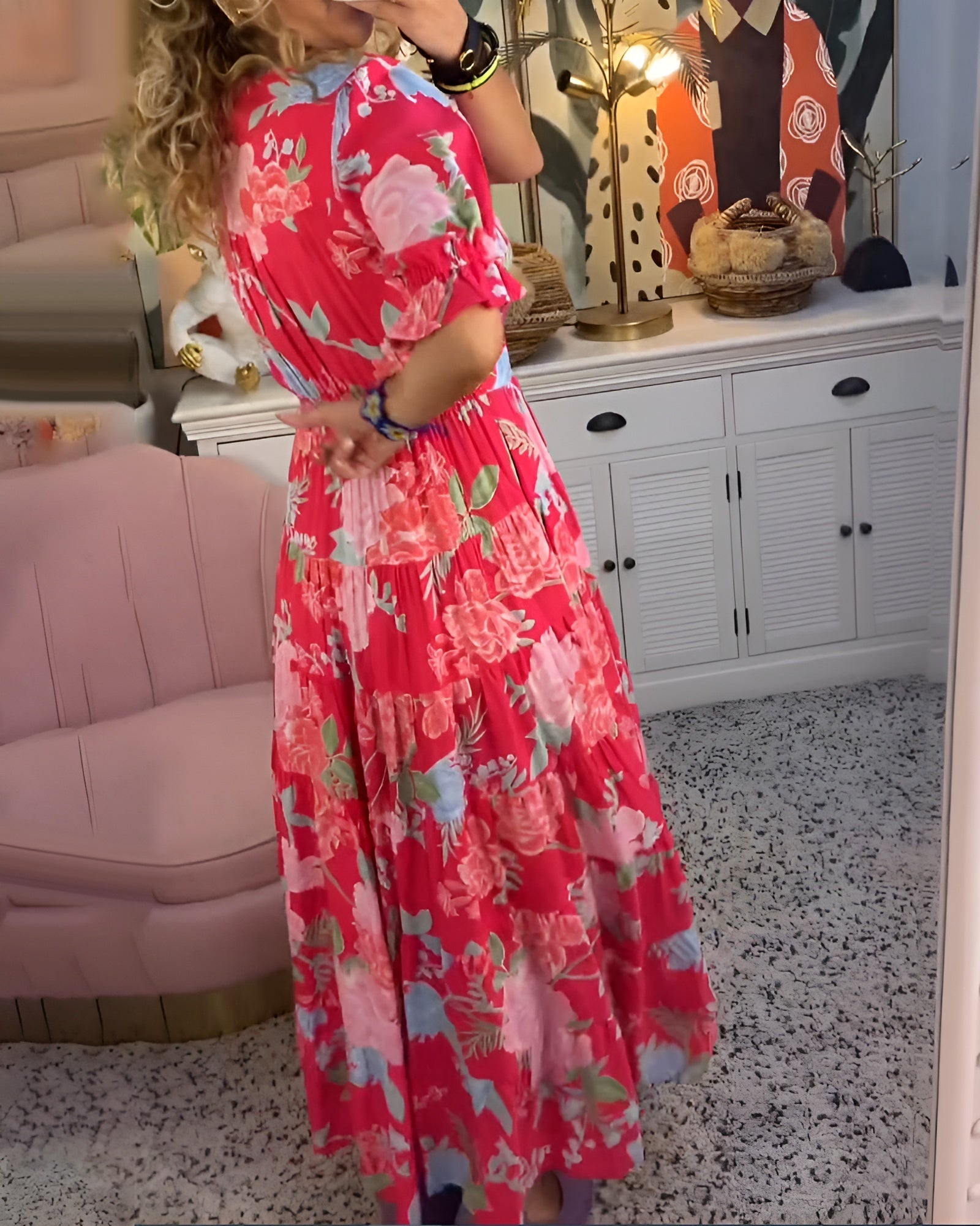 Carine™ — Bloemenjurk met V-Hals