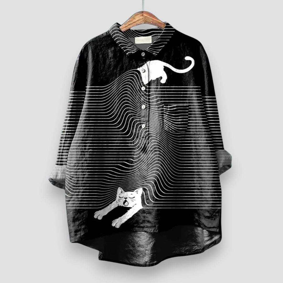 Kathrin™ — Damesblouse met Hondenprint