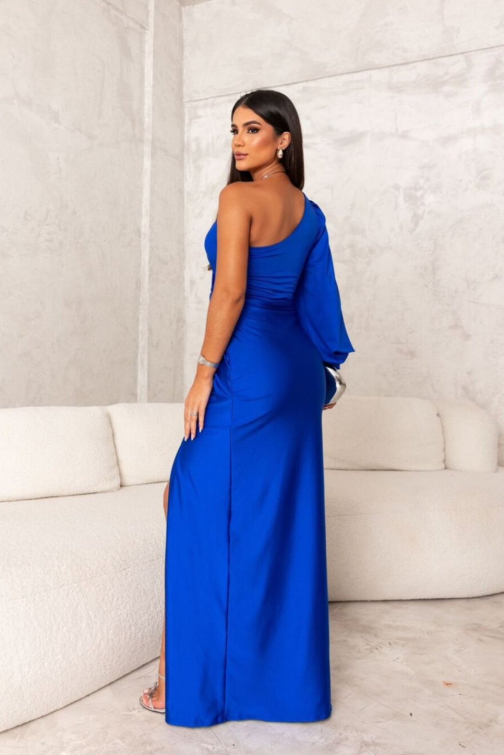 Valeria™ — Satijnen One-Shoulder Jurk