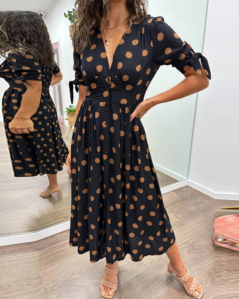 Carmen™ — Polkadot jurk met V-hals