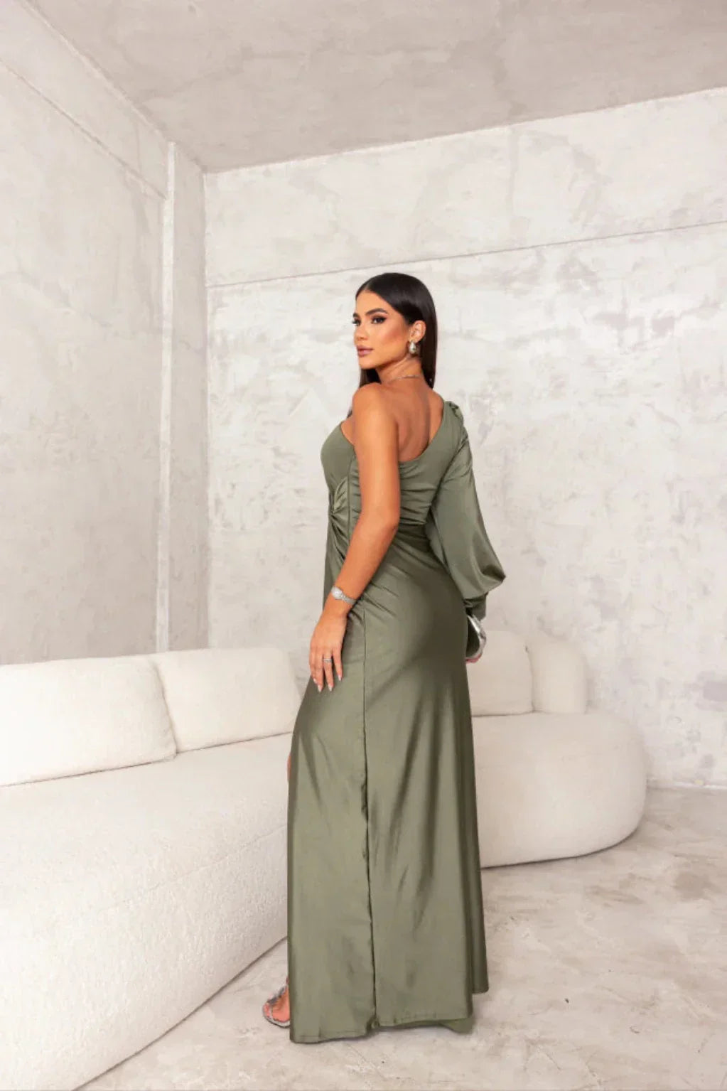 Valeria™ — Satijnen One-Shoulder Jurk