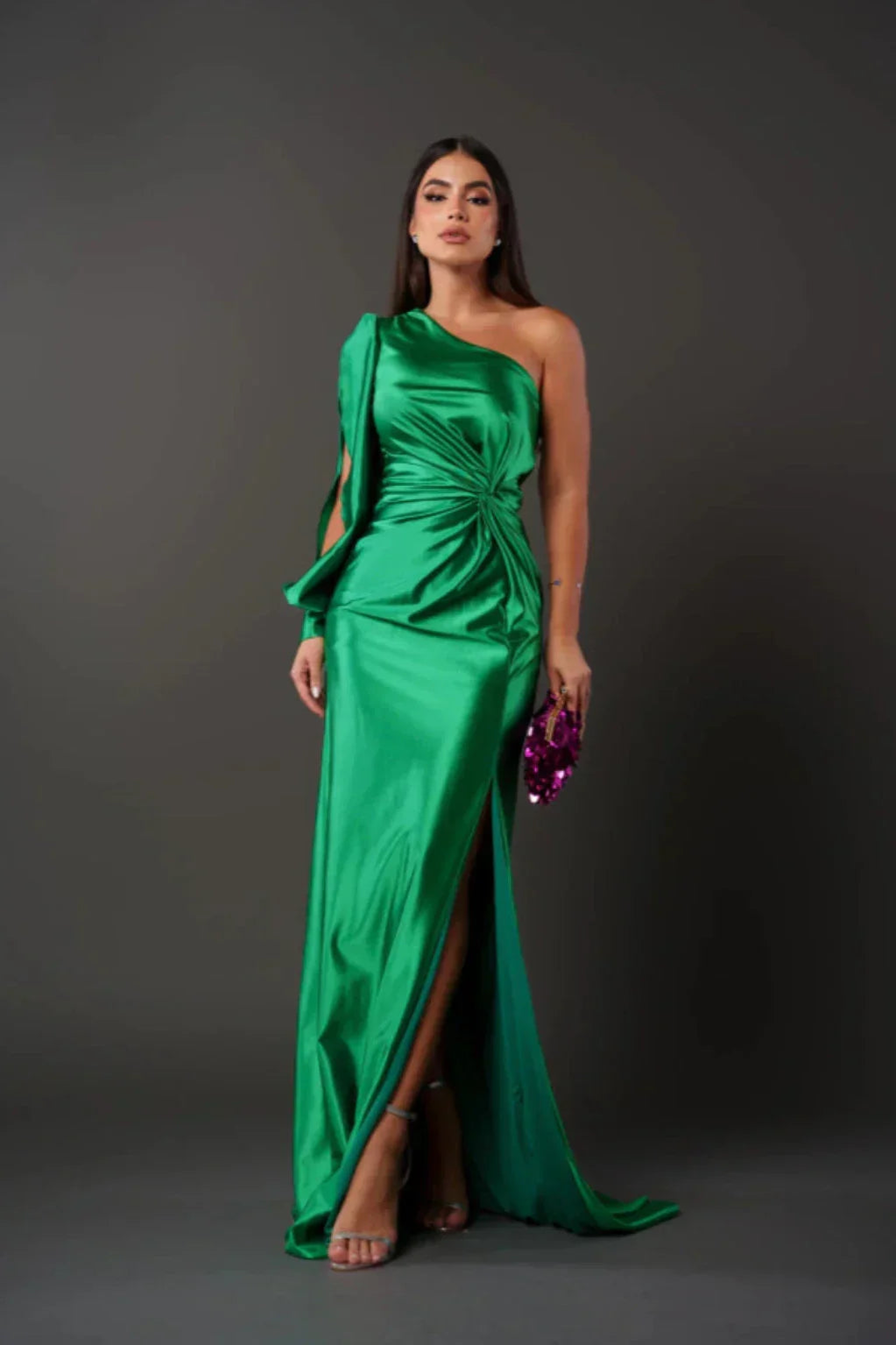 Valeria™ — Satijnen One-Shoulder Jurk