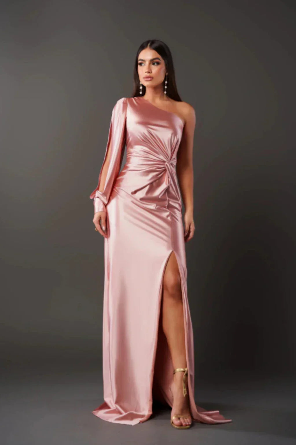 Valeria™ — Satijnen One-Shoulder Jurk