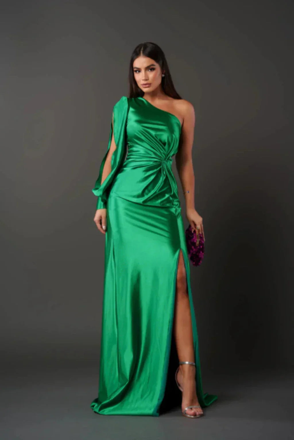 Valeria™ — Satijnen One-Shoulder Jurk