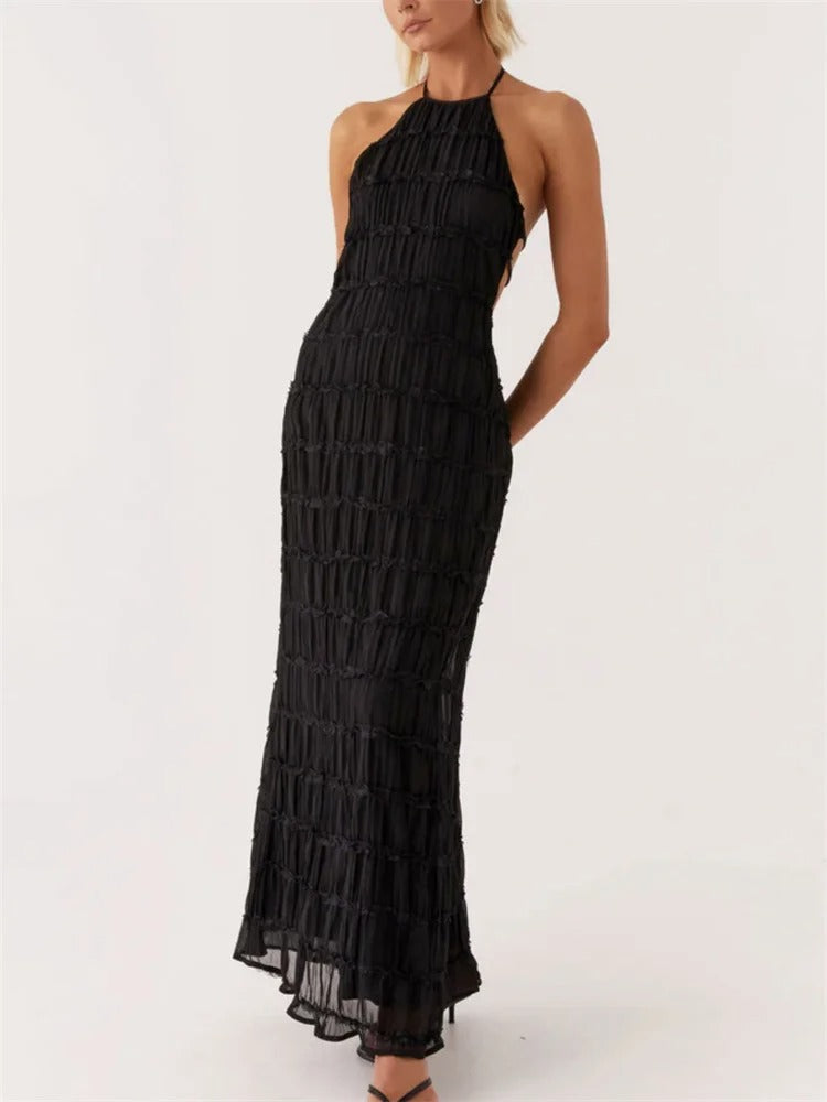 Monique™ — Elegante Halterjurk met Open Rug