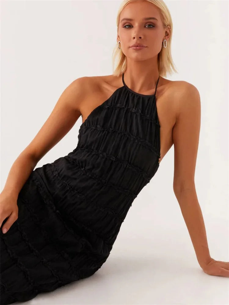Monique™ — Elegante Halterjurk met Open Rug