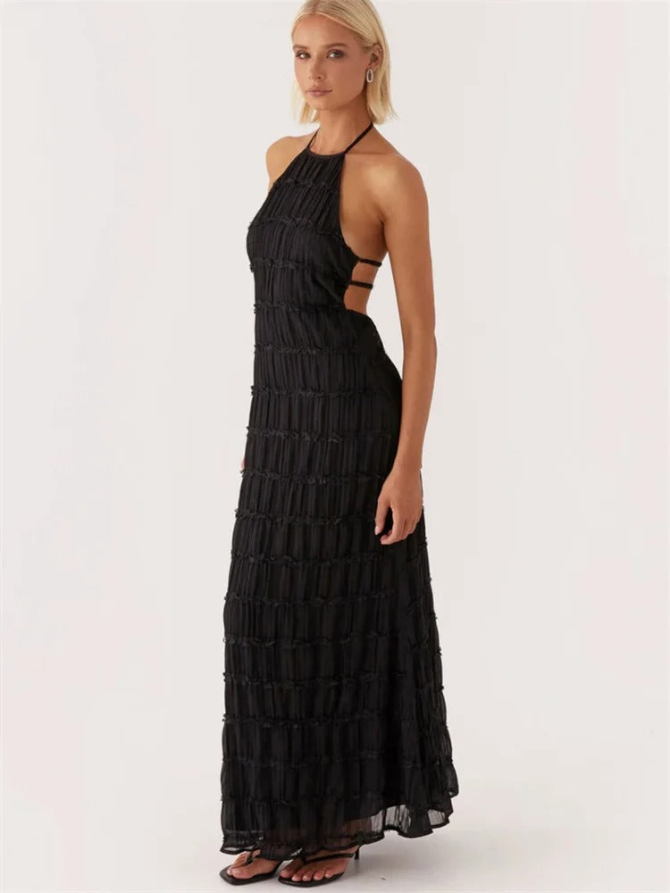 Monique™ — Elegante Halterjurk met Open Rug
