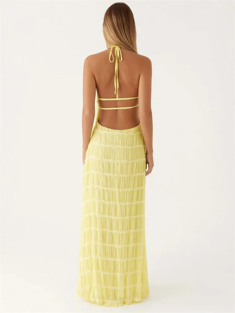 Monique™ — Elegante Halterjurk met Open Rug