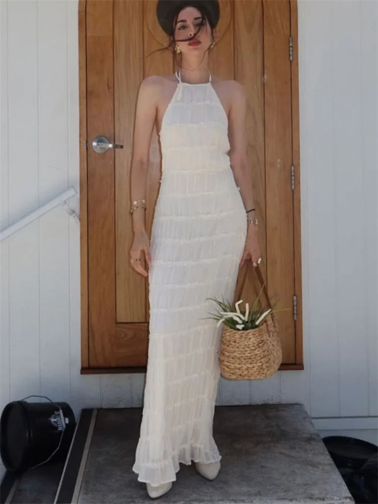 Monique™ — Elegante Halterjurk met Open Rug