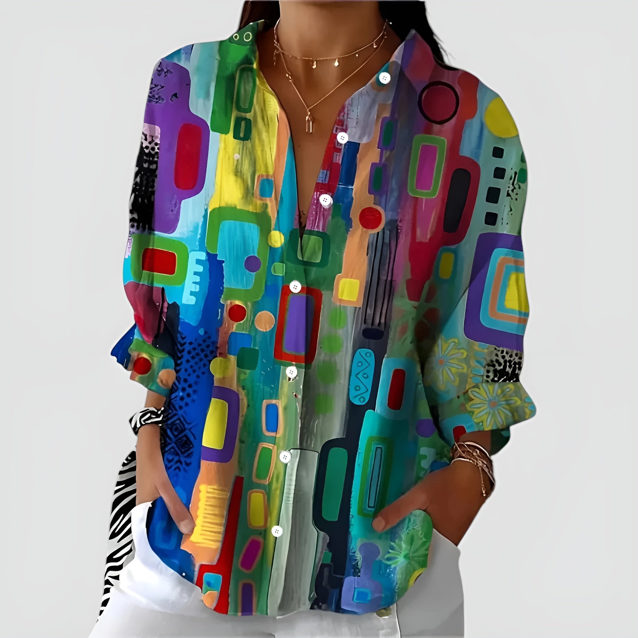 Edna™ — Blouse met Geometrisch Patroon