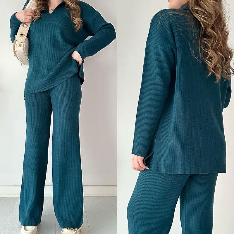 Amalia™ — Elegant Set met V-hals en Side Split