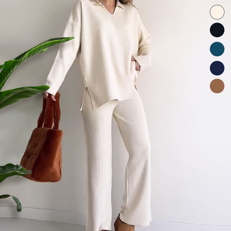 Amalia™ — Elegant Set met V-hals en Side Split
