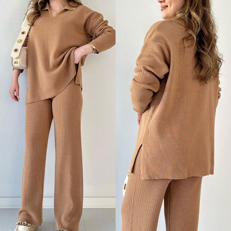 Amalia™ — Elegant Set met V-hals en Side Split