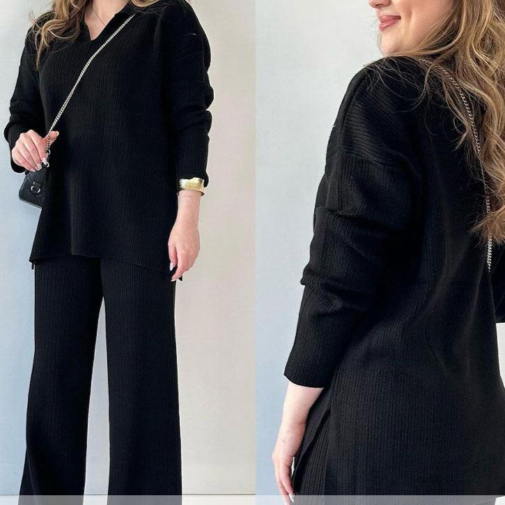 Amalia™ — Elegant Set met V-hals en Side Split