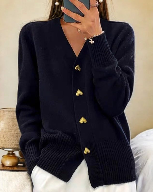 Adele™ — Elegant Vest met Hartvormige Knopen