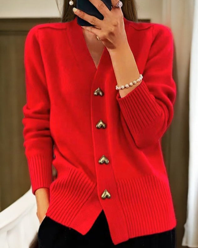Adele™ — Elegant Vest met Hartvormige Knopen